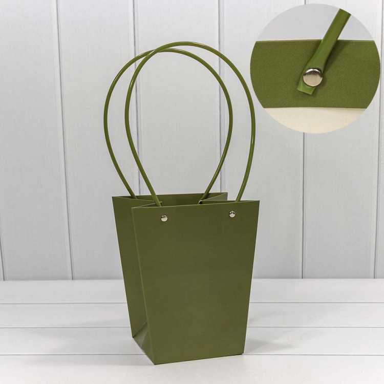 000171E/27 Пакет подарочный "Ваза для цветов" 20*17*12 Оливково-зелёный 1/10 1/120