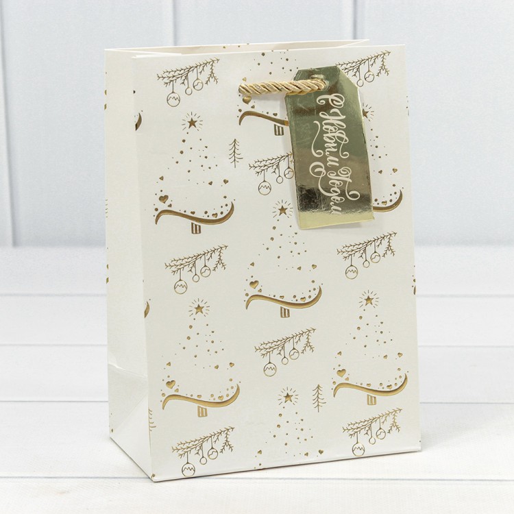 300382G Пакет подарочный с тиснением "Новый год" (микс) 14*20*8 210г 1/20 1/480