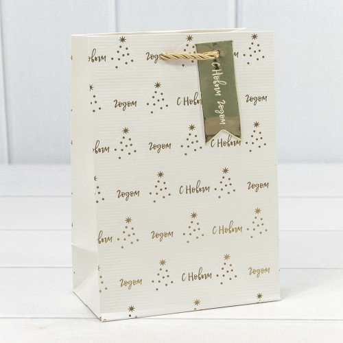 300382G Пакет подарочный с тиснением "Новый год" (микс) 14*20*8 210г 1/20 1/480
