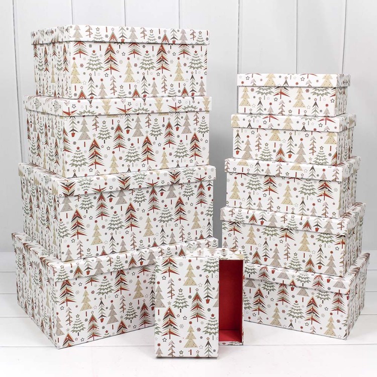 730604/1640 Набор коробок 1/10 прямоугольный Елки 34*26*15,3 см 1/6