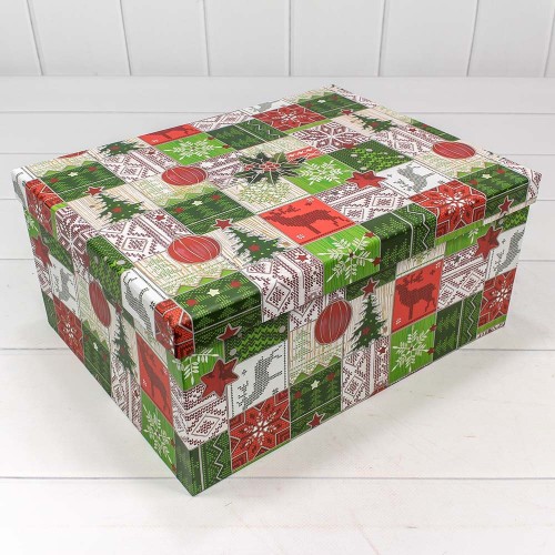 730604/1330 Набор коробок 1/10 прямоугольный Новогодние узоры 34*26*15,3 см 1/6 2 