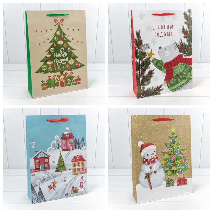 300430A Пакет подарочный "Новый год" (микс 430) 33*45*11 157г 1/20 1/240