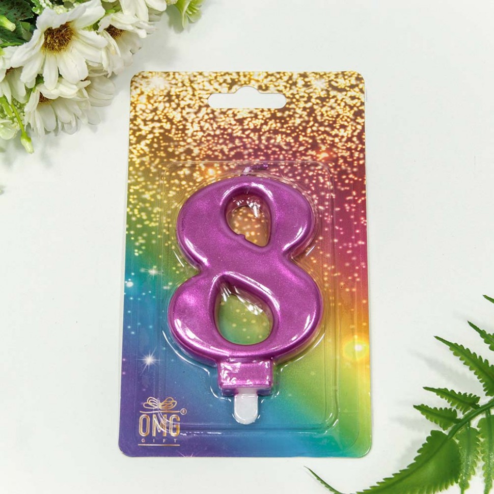 20010-72/8 Свеча для торта Цифра 8 "Гигант" 8см Розовый 1/12 1/288