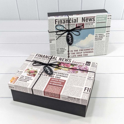 72091307/38 Коробки Прямоугольные Набор 1/3 29*21*9,5 "Financial News" (ассортимент) 1/12