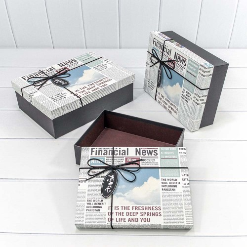 72091307/38 Коробки Прямоугольные Набор 1/3 29*21*9,5 "Financial News" (ассортимент) 1/12