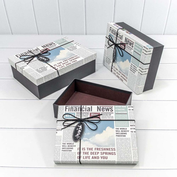 72091307/38 Коробки Прямоугольные Набор 1/3 29*21*9,5 "Financial News" (ассортимент) 1/12
