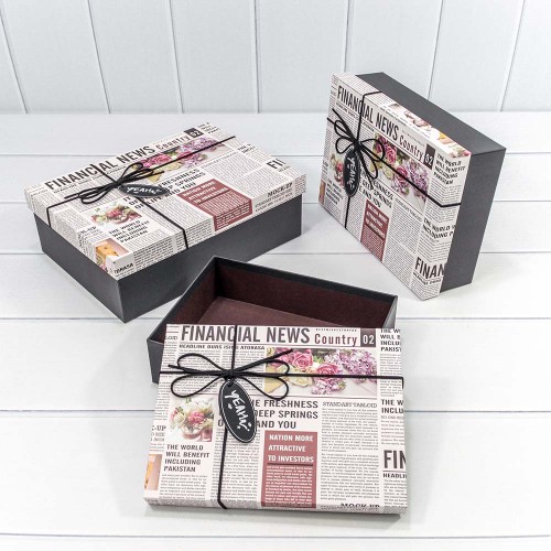 72091307/38 Коробки Прямоугольные Набор 1/3 29*21*9,5 "Financial News" (ассортимент) 1/12
