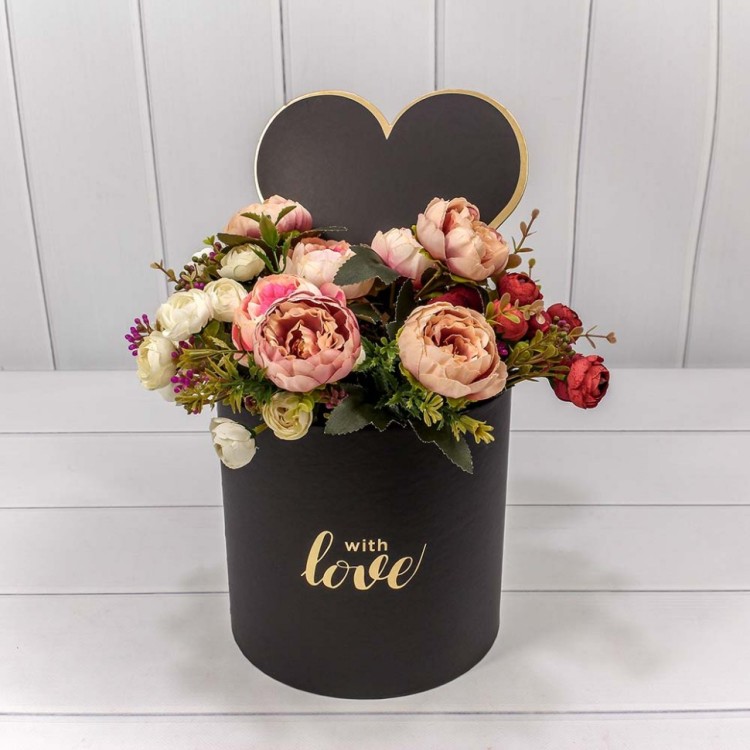 720795/1 Набор коробок 1/3 цилиндр с сердцем 19*18,7 см черный 1/18 