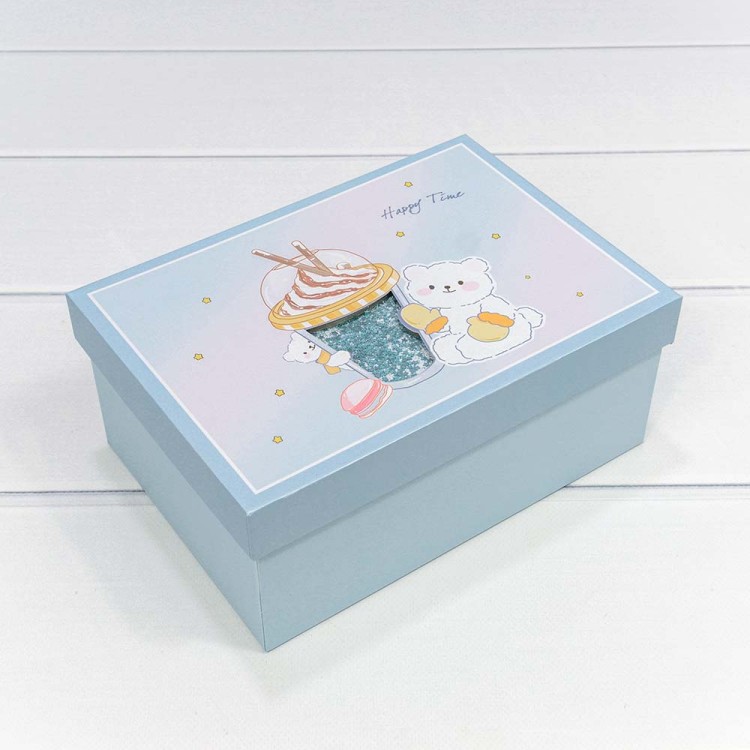 721615/2 Коробки Прямоугольные Набор 1/3 22,5*16*9,5 "Happy Time" Голубой 1/20