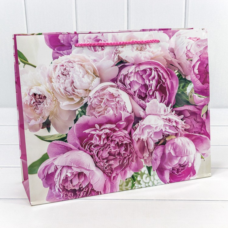 00019CA Пакет подарочный 128 гр 32*26*10 см "Цветы" (микс) 1/20 1/360