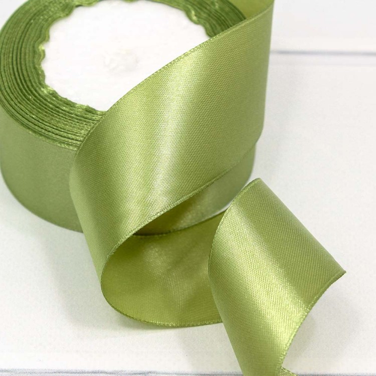 562-38/100 Лента Атласная Сатин 3,8см*25ярд Спаржа 1/5 1/200