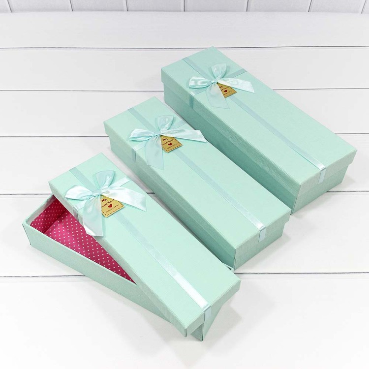 720504/5 Коробки Прямоугольные Набор 1/3 35*12*7,7 с бантиком "My Sweet Heart" Магическая мята 1/40