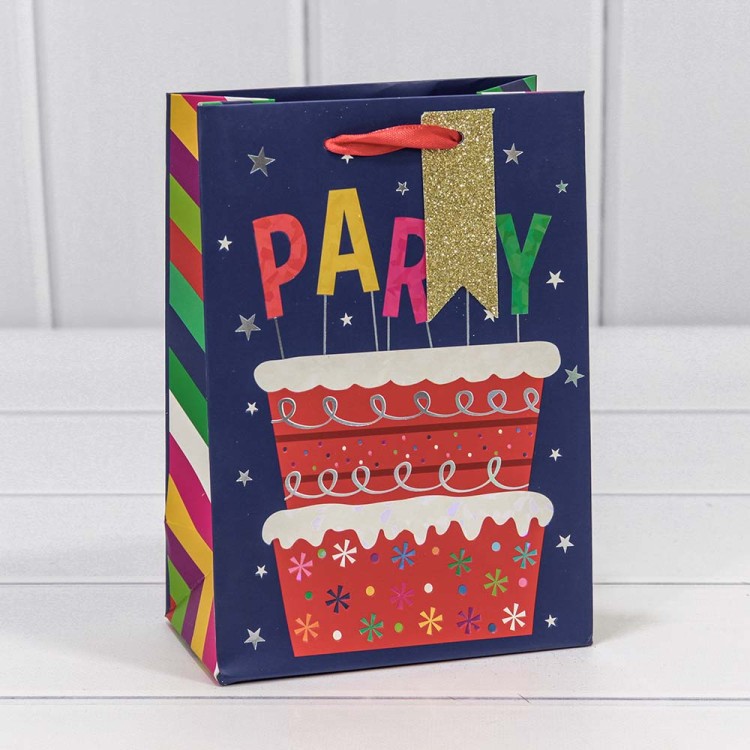 000159G Пакет подарочный с тиснением "Happy Birthday" (микс) 14*20*8 210г 1/20 1/240