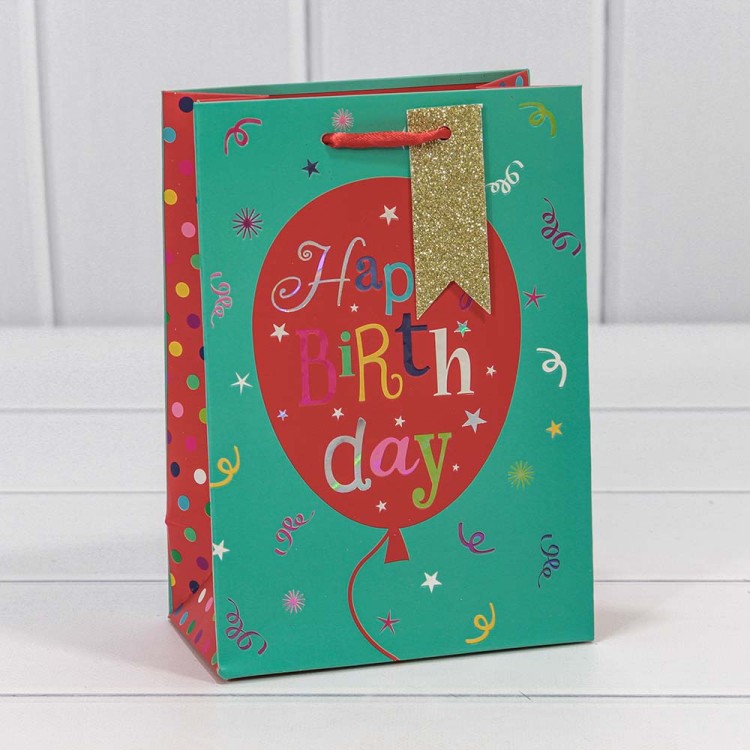 000159G Пакет подарочный с тиснением "Happy Birthday" (микс) 14*20*8 210г 1/20 1/240