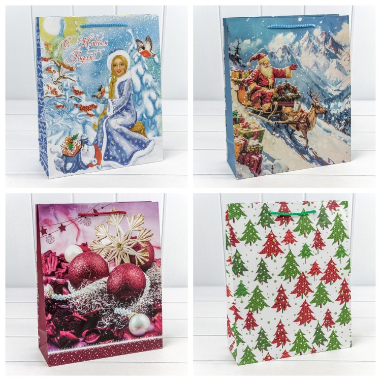 300431C Пакет подарочный "Новый год" (микс 431) 26*32*10 128г 1/20 1/360