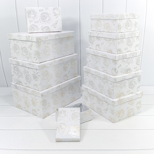 721604/0096 Коробки Прямоугольные Набор 1/10 34*26*15,3 с тиснением "Розы"-0096 1/6