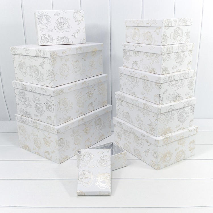 721604/0096 Коробки Прямоугольные Набор 1/10 34*26*15,3 с тиснением "Розы"-0096 1/6