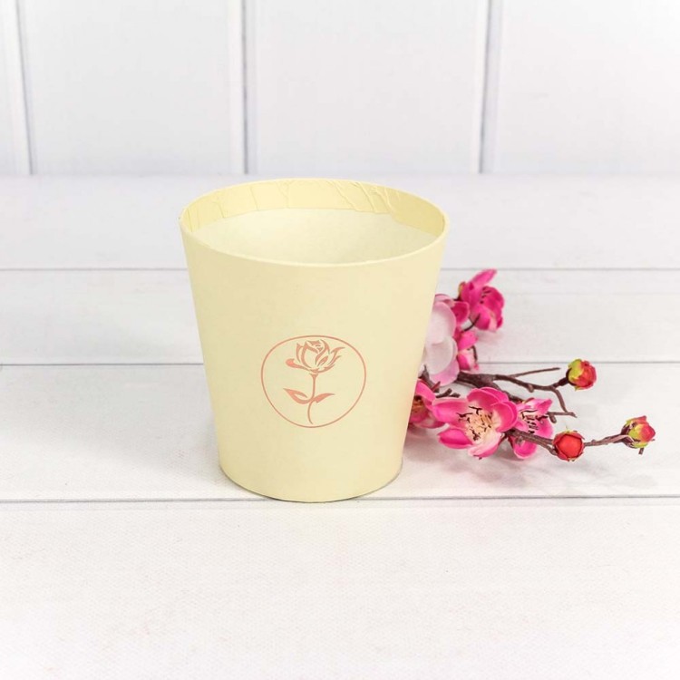 720788/3 Коробка "Ваза для цветов" 10,7*10,6 с тиснением "Мини" Бежевый 1/10 1/120