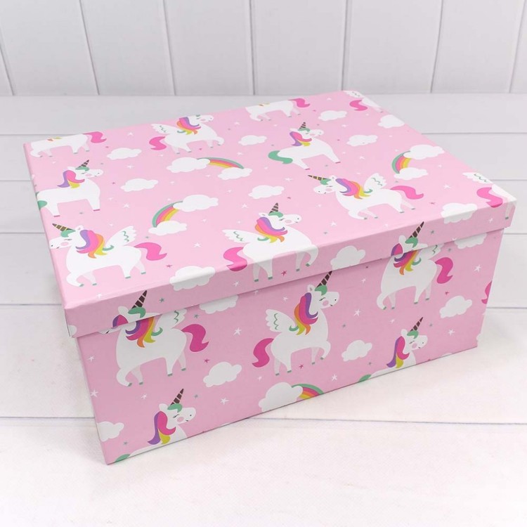 721604/1741 Набор коробок 1/10 прямоугольный 34*26*15,3 см Единороги на розовом фоне 1/6