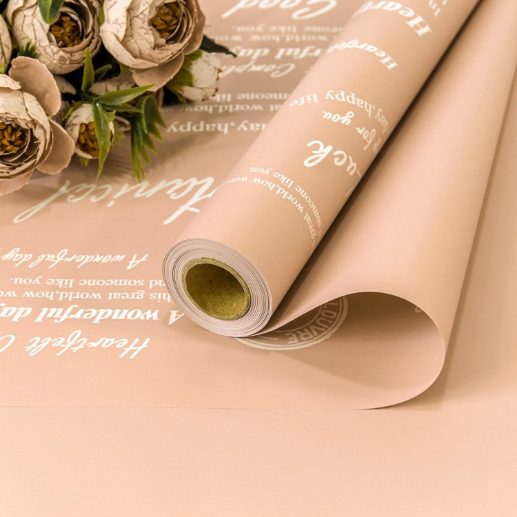 1601/7611 Плёнка 0,58*10м матовая с печатью 65мкм Персиковый-7611 1/30