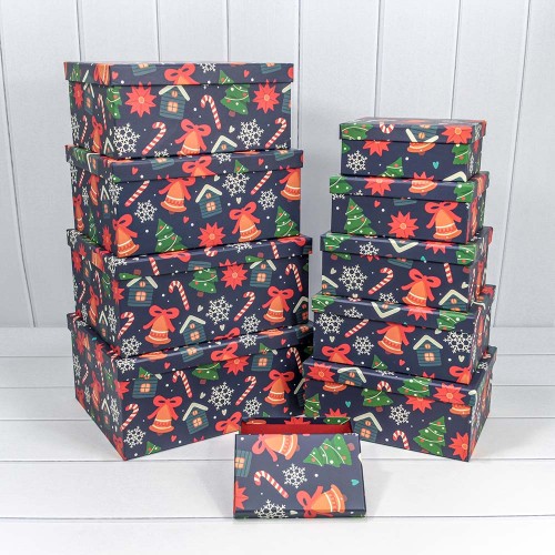 730604/2624 Коробки Прямоугольные Набор 1/10 34*26*15,3 "Новый год" 1/6