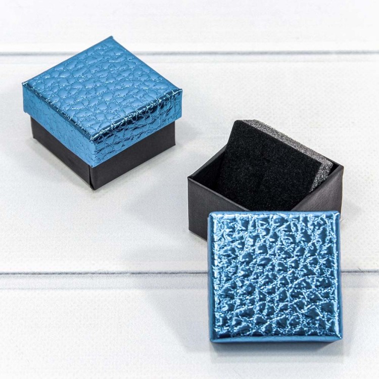 62655/2 Коробка Квадратная 5*5*3,5 "Кожа крокодила" Синий 1/24 1/720