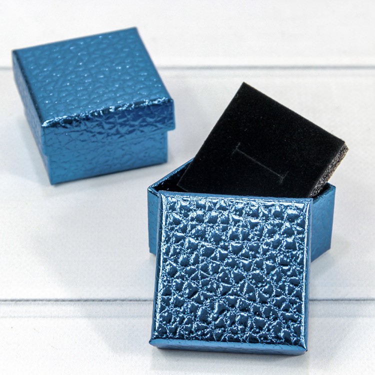 62655/2 Коробка Квадратная 5*5*3,5 "Кожа крокодила" Синий 1/24 1/720