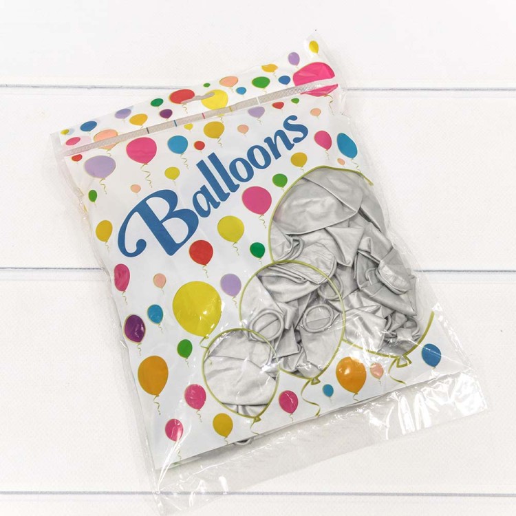 18100/9 Шарики воздушные из латекса "Хром" 11"/28см (50 шт.) 2,8г Серебряный 1/120