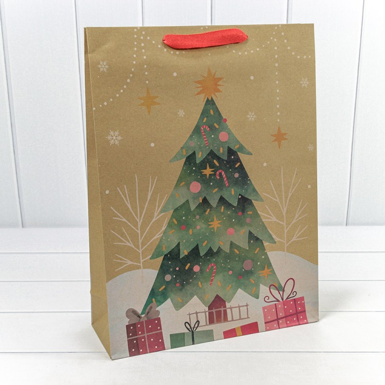 300432A Пакет подарочный Крафт "Новый год" (микс 432) 33*45*11 150г 1/20 1/240