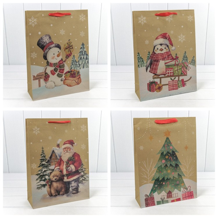 300432A Пакет подарочный Крафт "Новый год" (микс 432) 33*45*11 150г 1/20 1/240