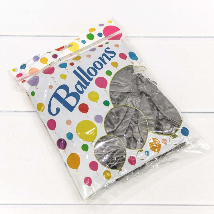 18100/10 Шарики воздушные из латекса "Хром" 11"/28см (50 шт.) 2,8г Тёмно-серый 1/120