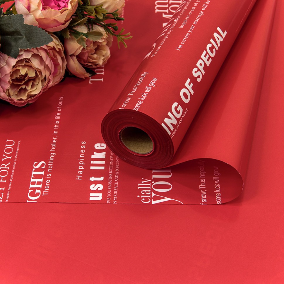 1877/3546 Плёнка 58см 800г матовая с печатью 60мкм Красный-3546 1/12					