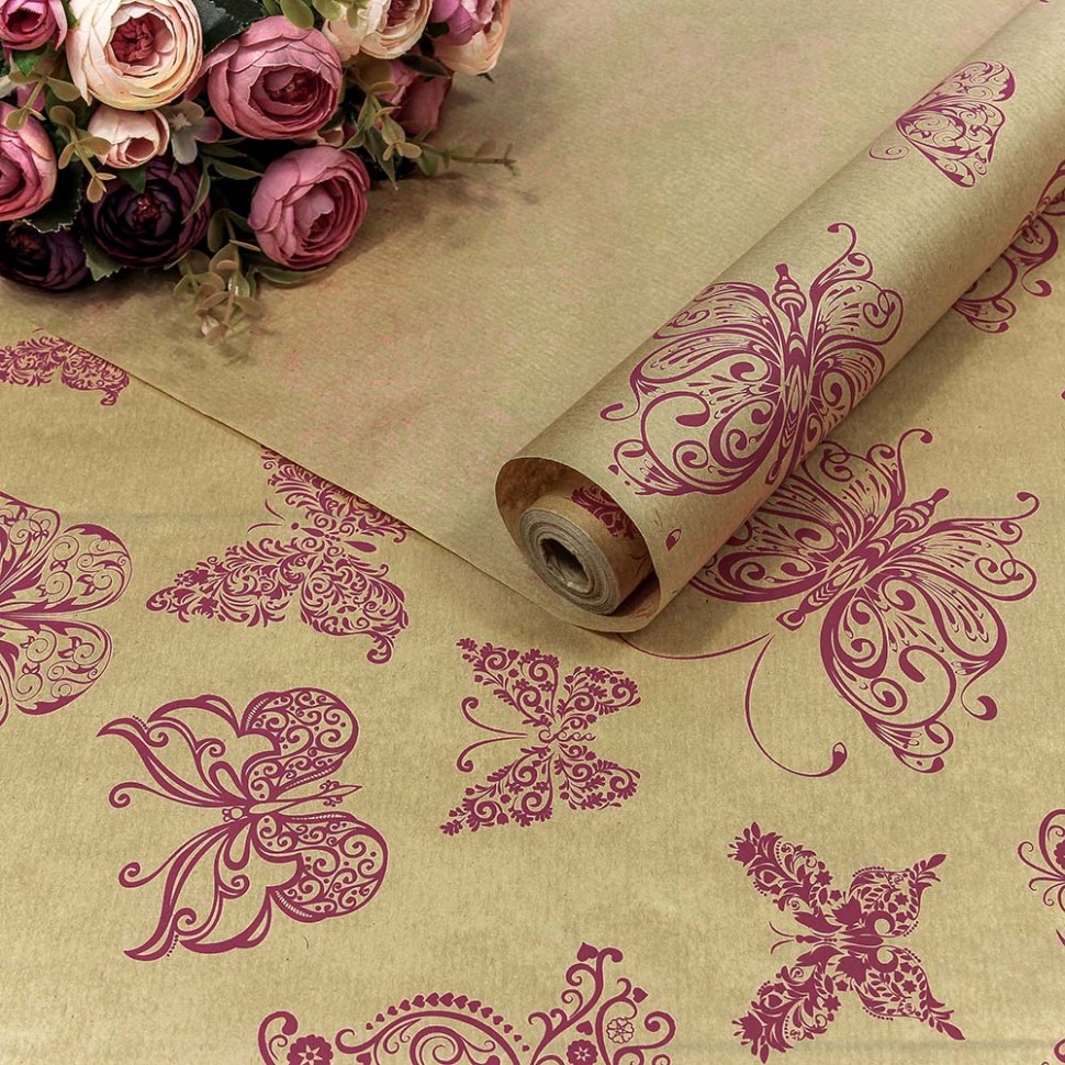 1403/29 Бумага Крафт 0,72*10м Верже 40г "Мотыльки" Розовый 1/22 1403/29 Бумага Крафт 0,72*10м Верже 40г "Мотыльки" Розовый 1/22