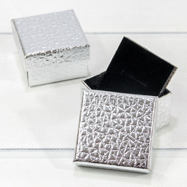 62655/4 Коробка Квадратная 5*5*3,5 "Кожа крокодила" Серебряный 1/24 1/360