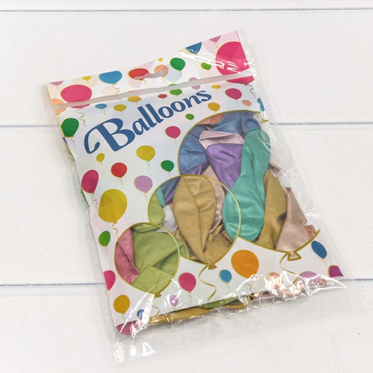 18200 Шарики воздушные из латекса "Хром" 9"/23см (50 шт.) 1,8г (микс) 1/140