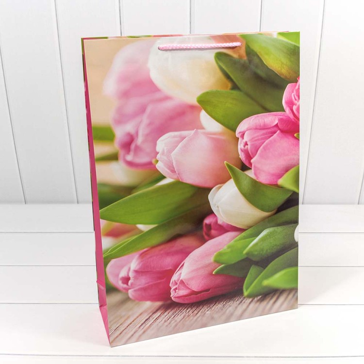 00019A Пакет подарочный "Цветы" 32*45*11 см 157 гр (микс) 1/20 1/240