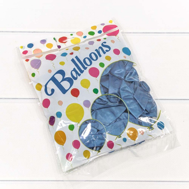 18100/11 Шарики воздушные из латекса "Хром" 11"/28см (50 шт.) 2,8г Синий 1/120