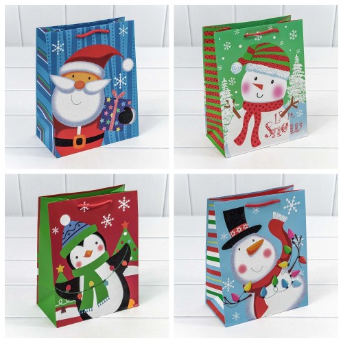 300383E Пакет подарочный с тиснением "Новогодний" (микс) 18*23*10 1/20 1/360