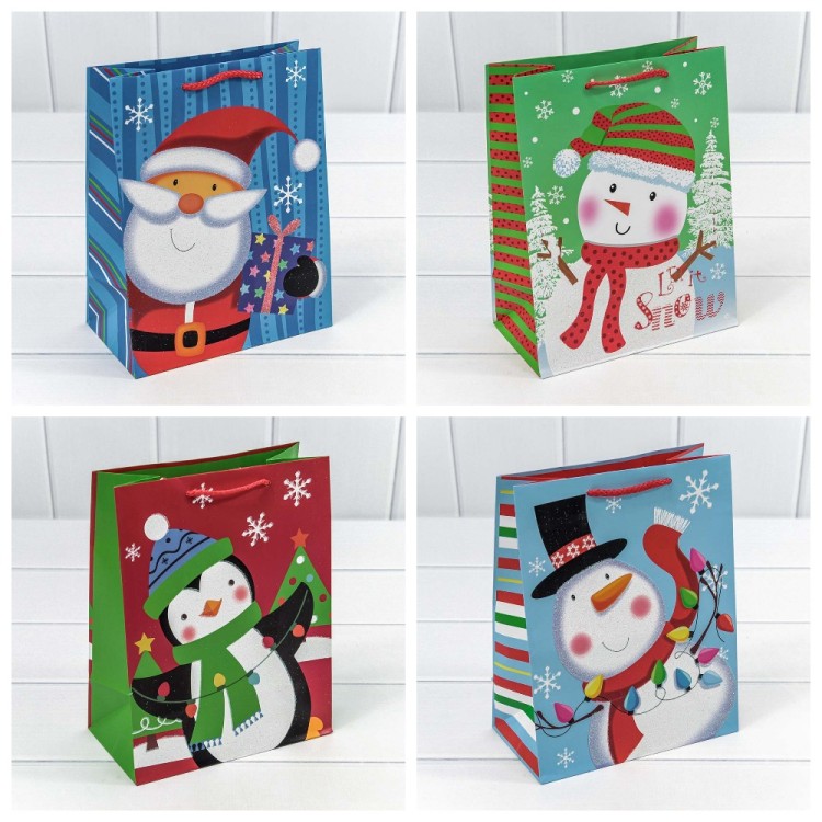 300383E Пакет подарочный с тиснением "Новогодний" (микс) 18*23*10 1/20 1/360