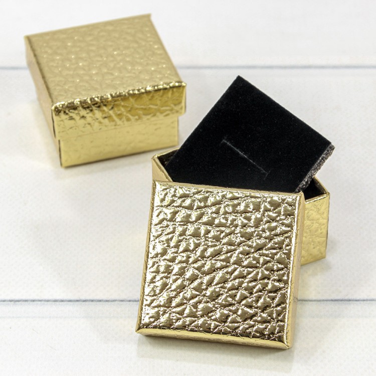 62655/5 Коробка Квадратная 5*5*3,5 "Кожа крокодила" Золотой 1/24 1/720