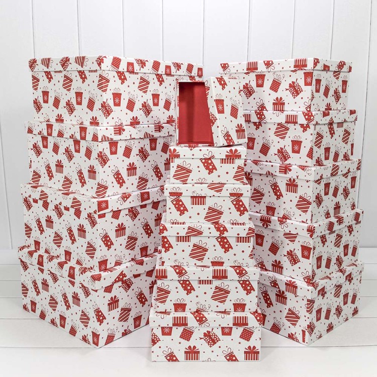 730902/1689 Коробки Прямоугольные Набор 1/15 42,5*33*17,6 "Подарки" Белый 1/2