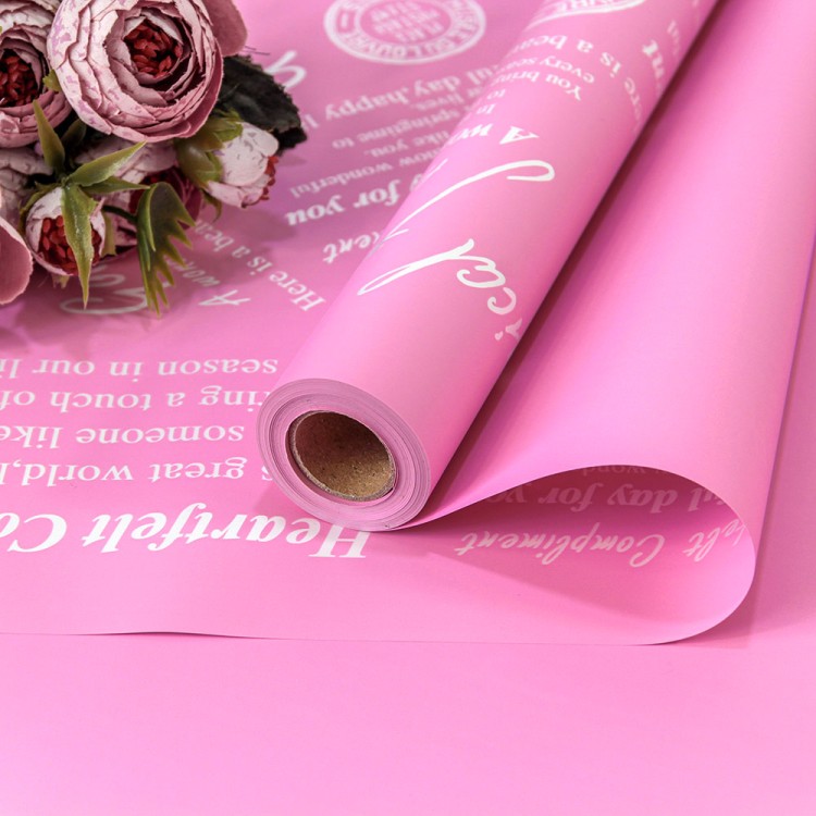 1601/223 Плёнка 0,58*10м матовая с печатью 65мкм Розовый-223 1/30