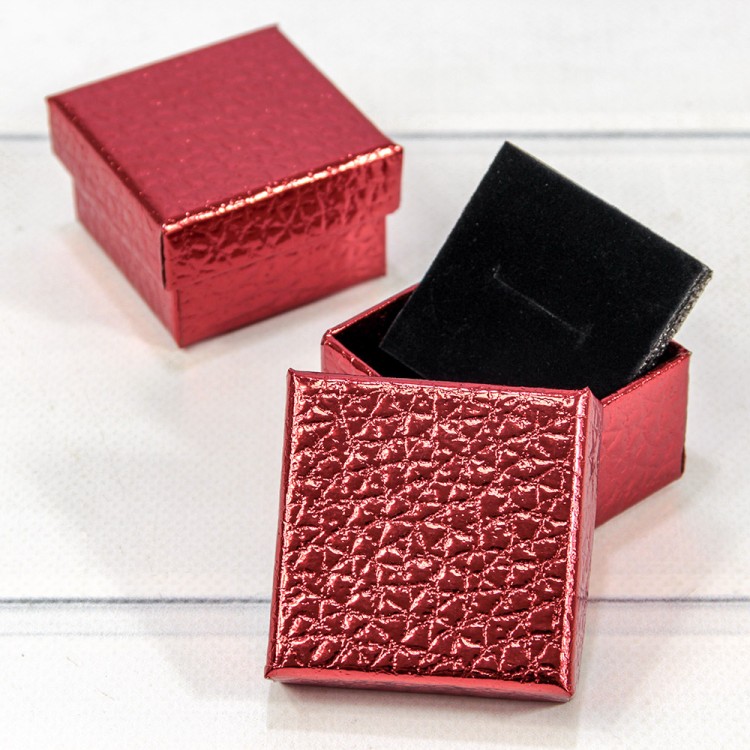 62655/6 Коробка Квадратная 5*5*3,5 "Кожа крокодила" Красный 1/24 1/720