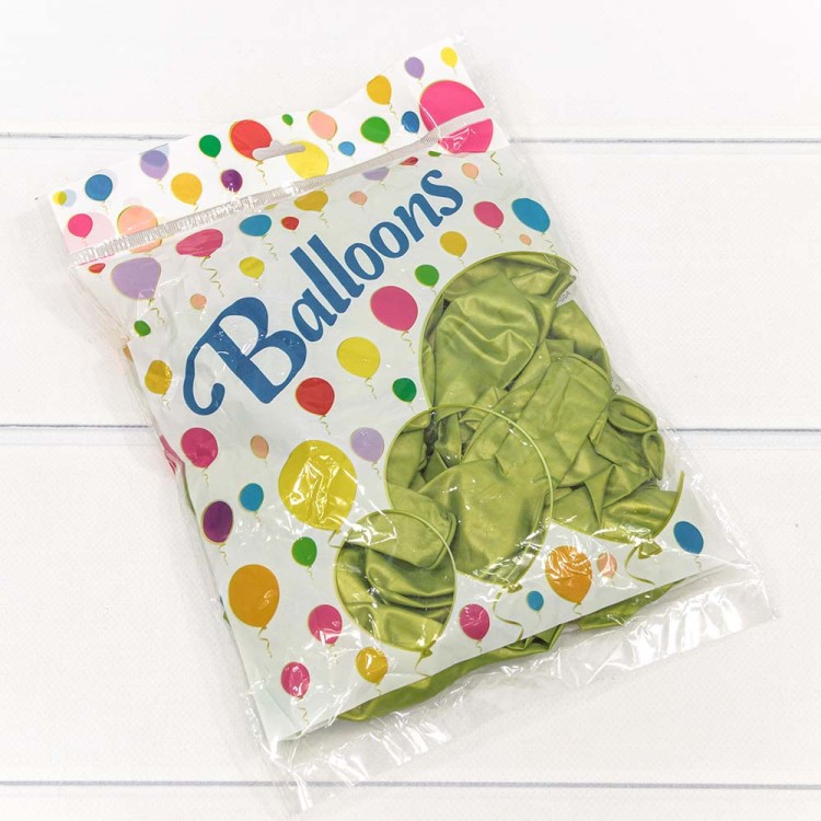 18100/13 Шарики воздушные из латекса "Хром" 11"/28см (50 шт.) 2,8г Оливковый 1/120