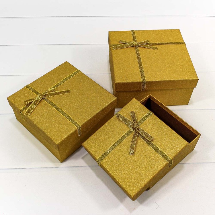 7201430/3 Набор коробок 1/3 квадратный 23*16*9,5 "Блеск" Золотой 1/36