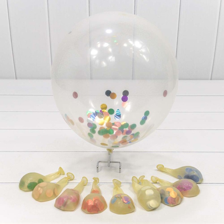 17100 Шарики воздушные из латекса с конфетти 12"/30см (100 шт.) 2,8г (микс) 1/40