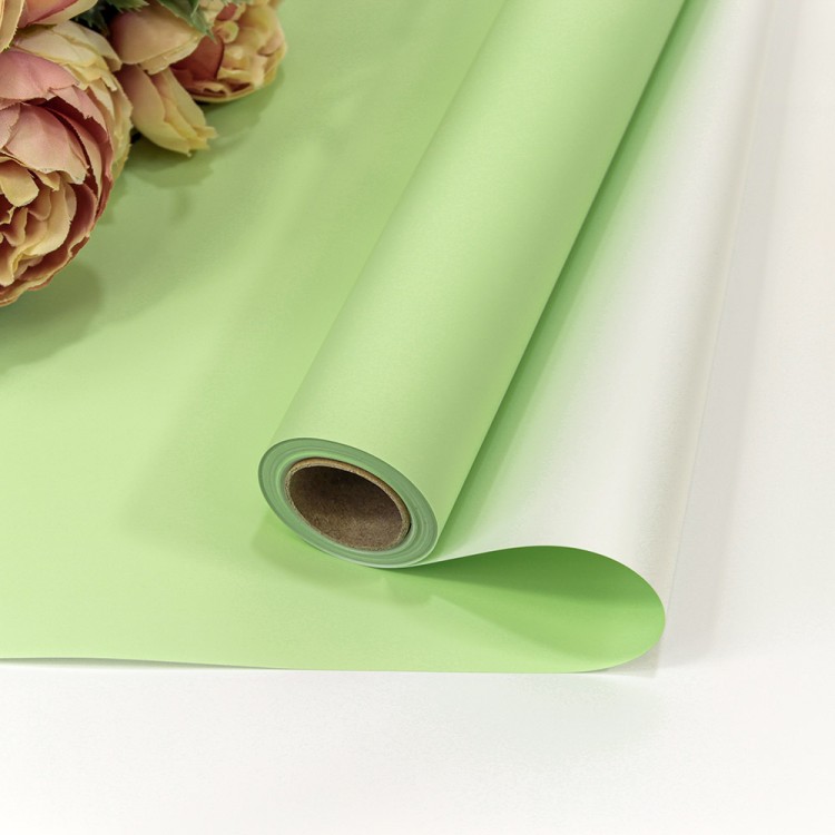 1604/580 Плёнка 0,58*10м матовая двухсторонняя 65мкм Светло-салатовый/Серебристый 1/30