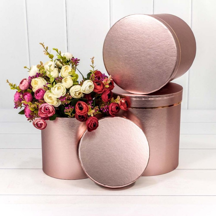 720786/1 Коробки Цилиндр Набор 1/3 19,5*19 "Металл" Розовый 1/12