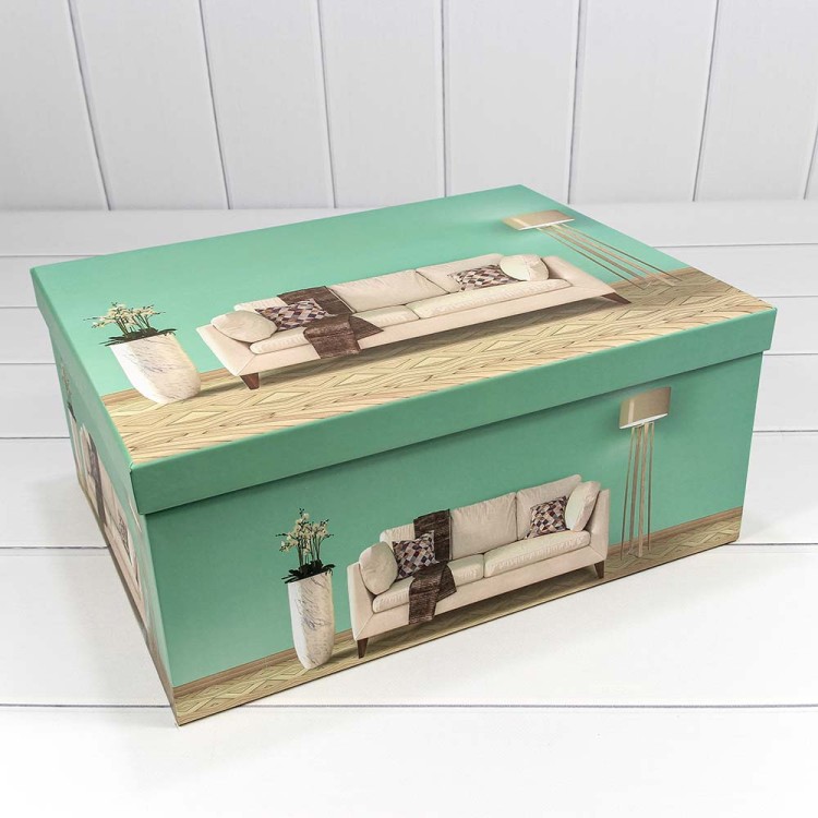 721605/1768 Коробки Прямоугольные Набор 1/10 37,5*29*16 "Интерьер" Аквамариновый 1/4