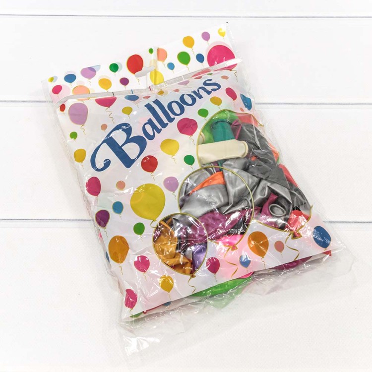 13300 Шарики воздушные из латекса "Перламутр" 9"/23см (100 шт.) 1,8г (микс) 1/80